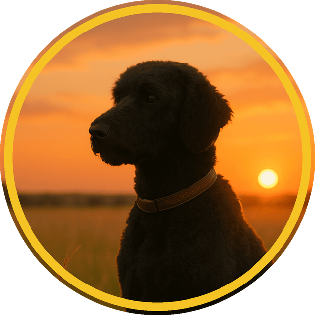 Elliot, schwarzer Pudel der Hundeschule unterHUNDs, im Abendlicht