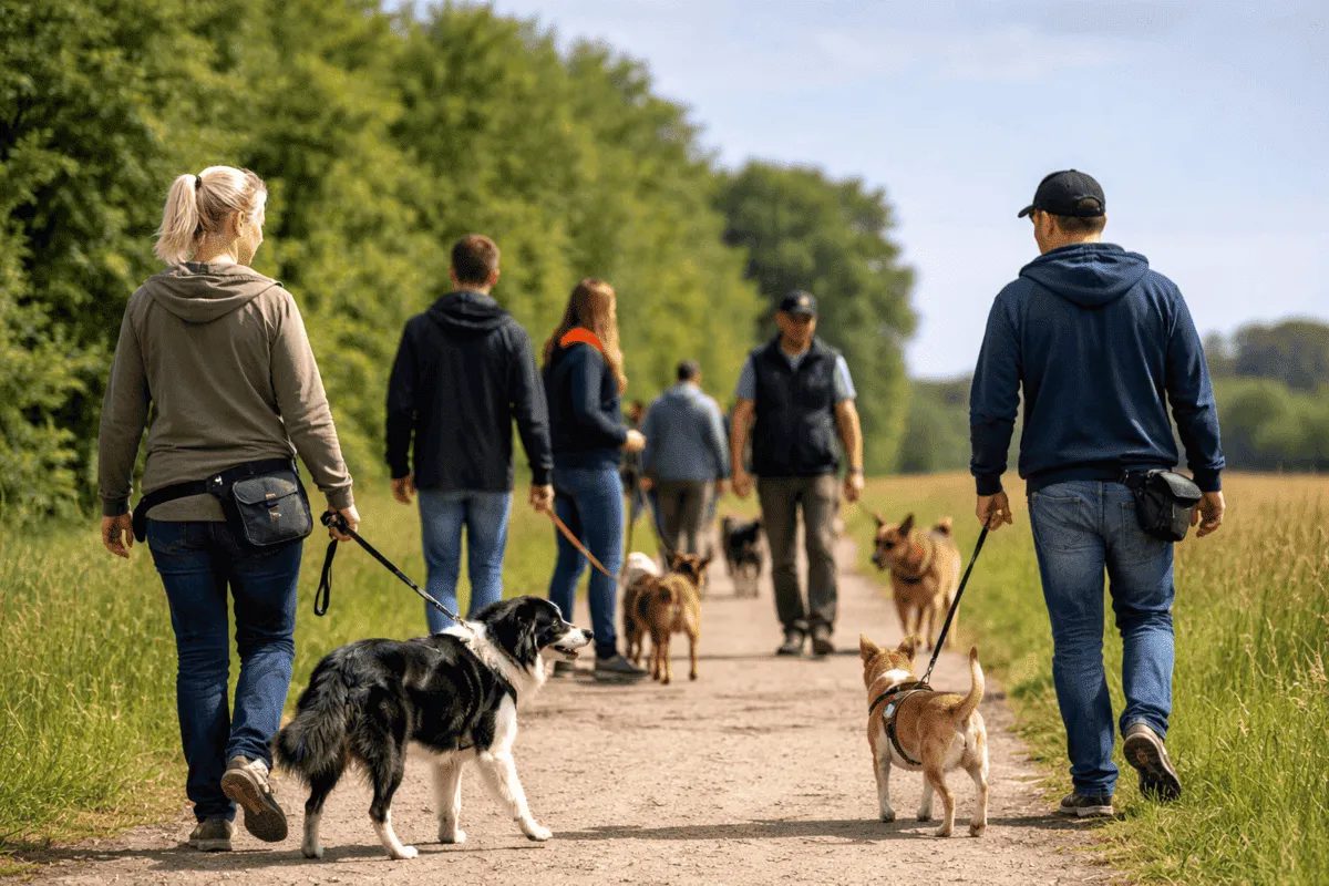 Social Walk Training mit mehreren Hunden und Haltern – strukturierter Gruppenspaziergang zur Verbesserung von Hundebegegnungen