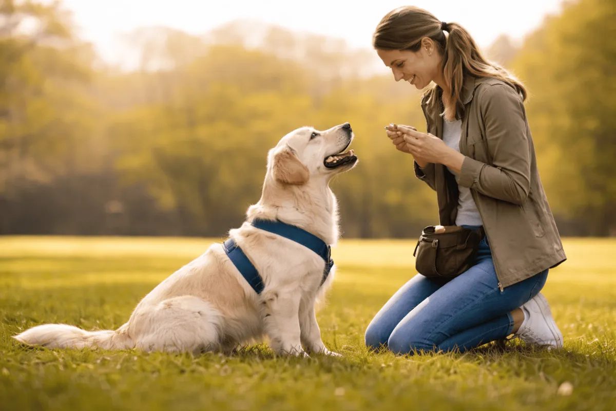 Hundetraining nach moderner Lerntheorie: Hund wird mit Futterbelohnung für gewünschtes Verhalten im Training belohnt.