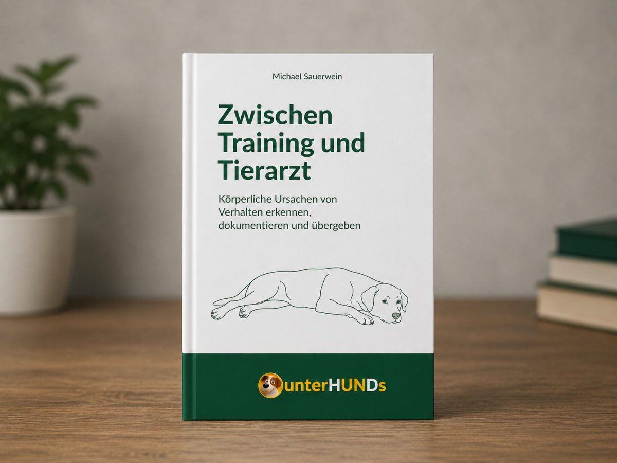 Das Buch Zwischen Training und Tierarzt von Michael Sauerwein, aufgestellt auf einem Tisch